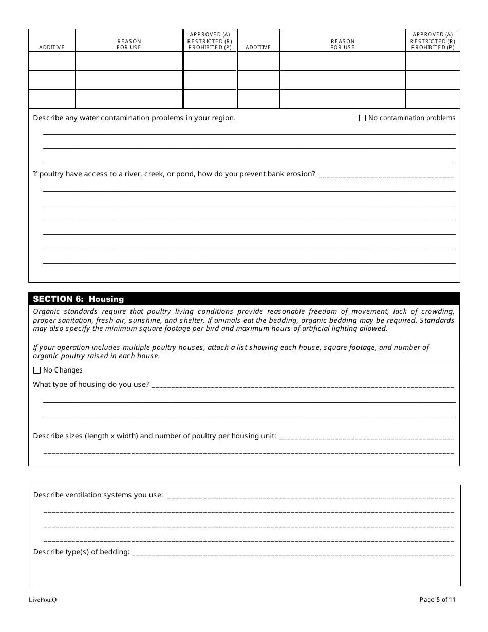 Form FS-5116 Organic Poultry Plan Application - Oklahoma, Page 5