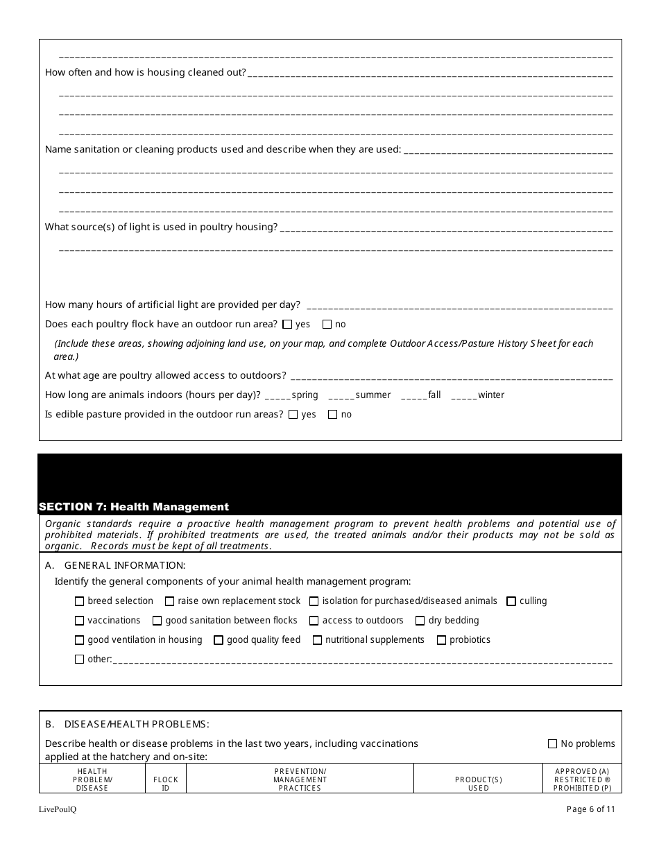 Form FS-5116 Organic Poultry Plan Application - Oklahoma, Page 6