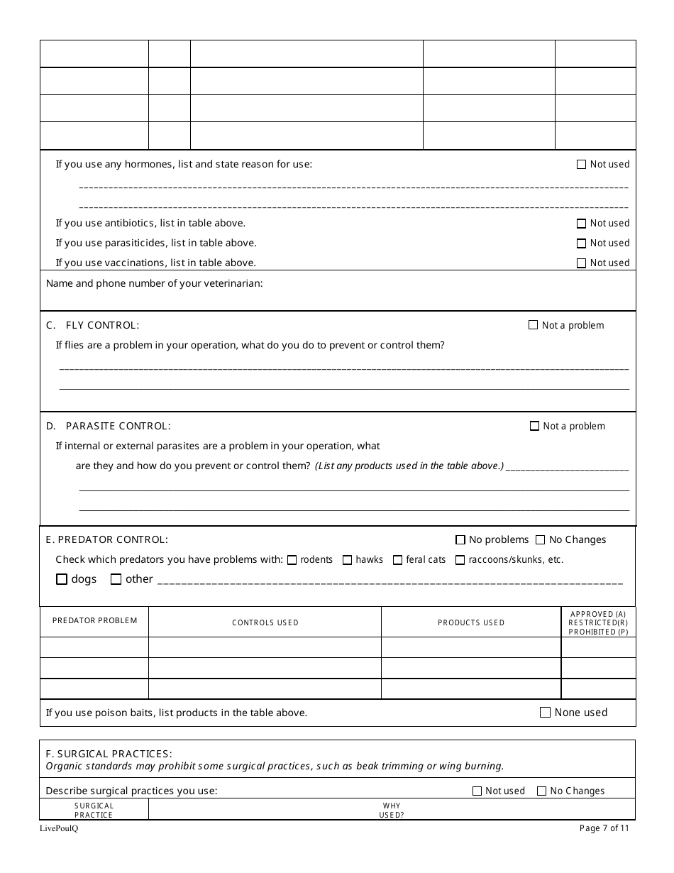 Form FS-5116 Organic Poultry Plan Application - Oklahoma, Page 7