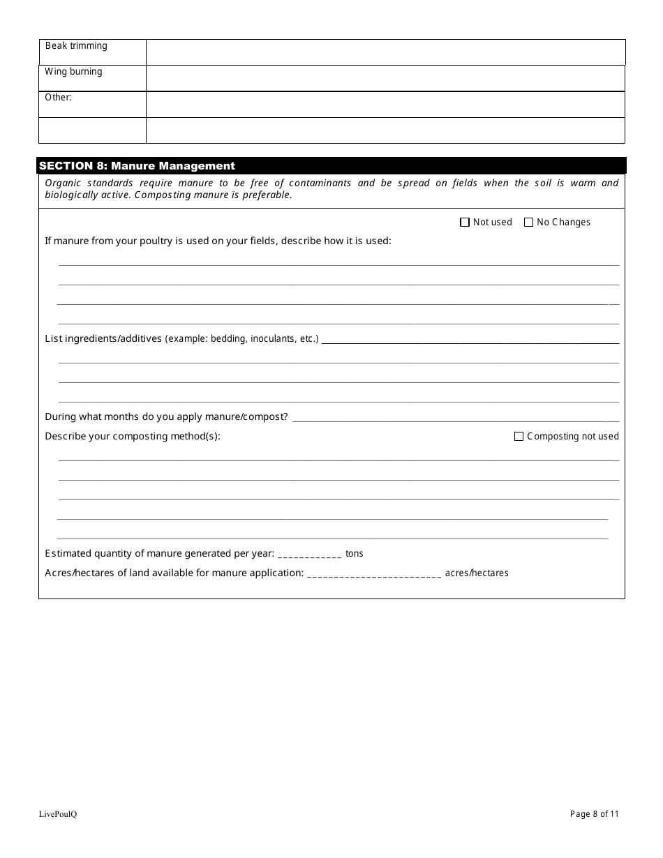 Form FS-5116 Organic Poultry Plan Application - Oklahoma, Page 8