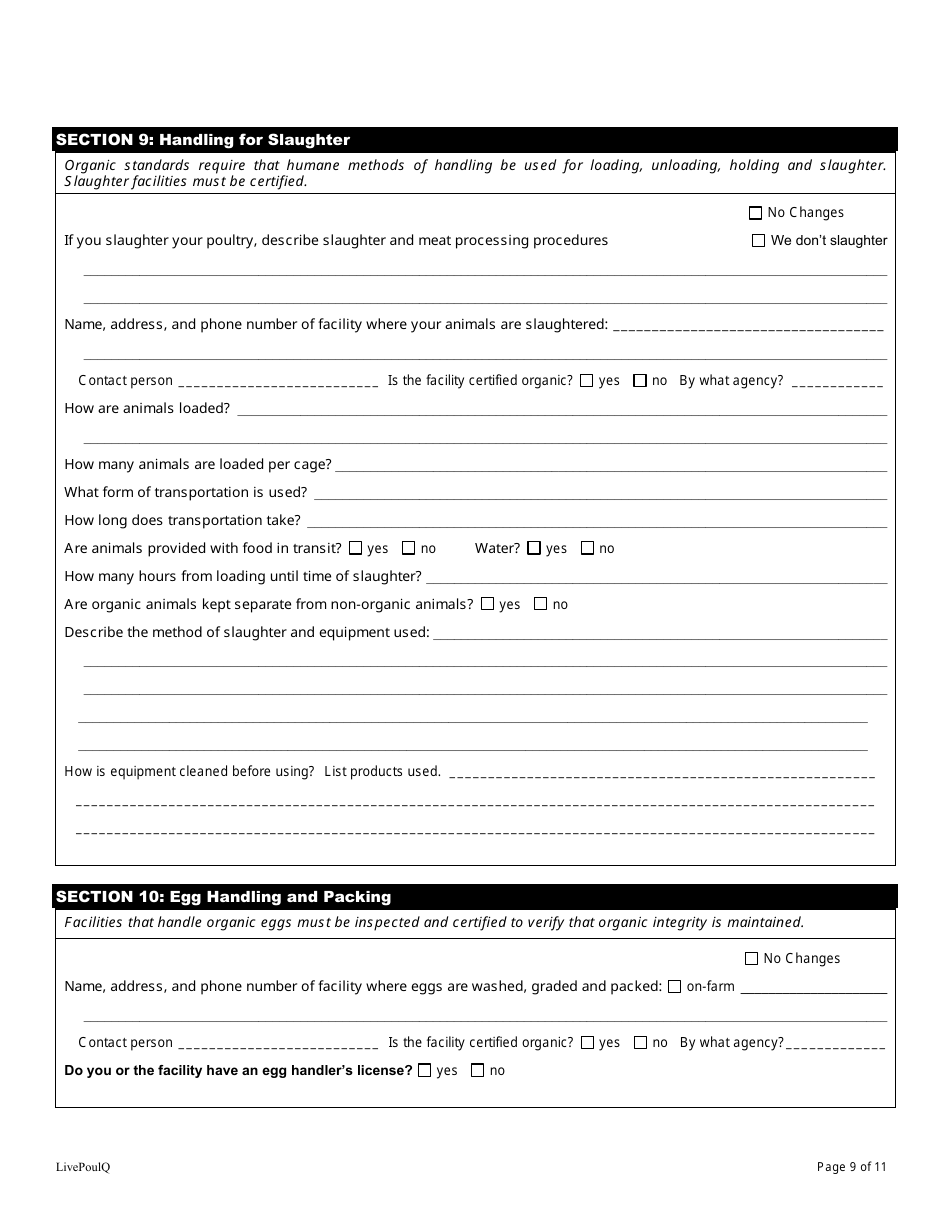 Form FS-5116 Organic Poultry Plan Application - Oklahoma, Page 9