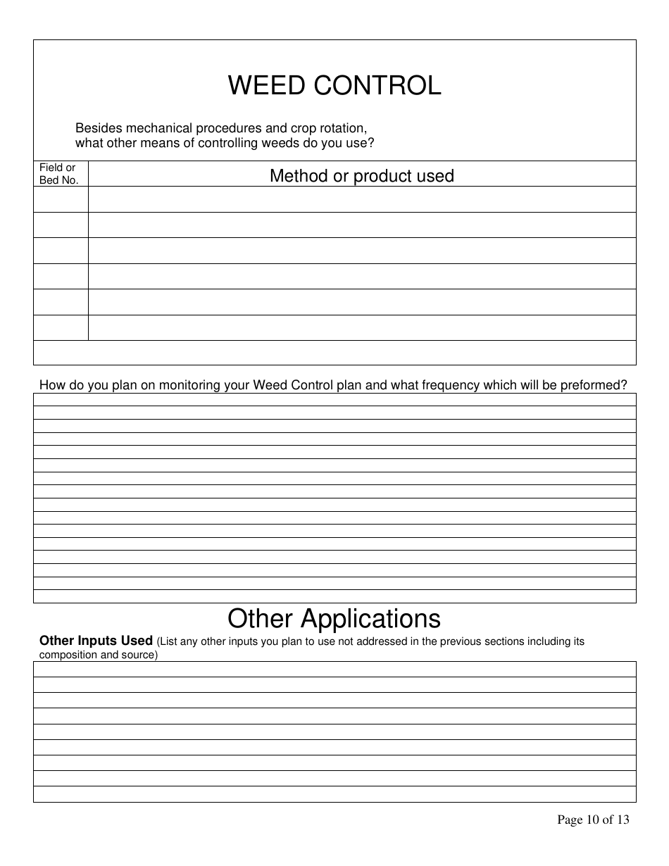 Form FS-5111 Producer Application - Organic Certification Program - Oklahoma, Page 10