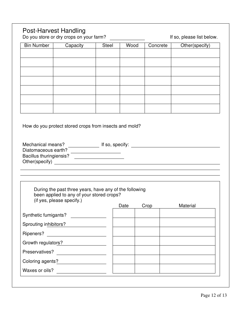 Form FS-5111 Producer Application - Organic Certification Program - Oklahoma, Page 12