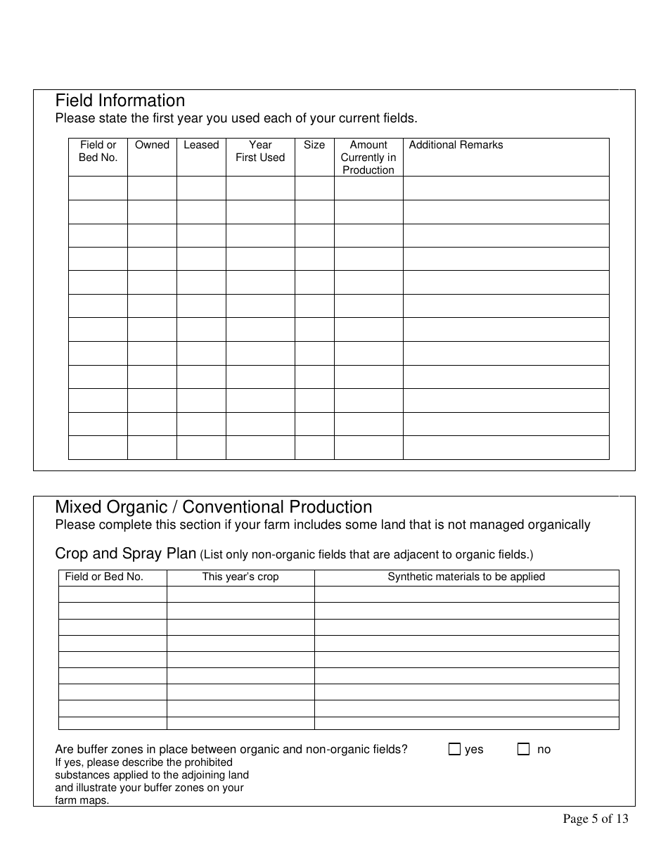 Form FS-5111 Producer Application - Organic Certification Program - Oklahoma, Page 5