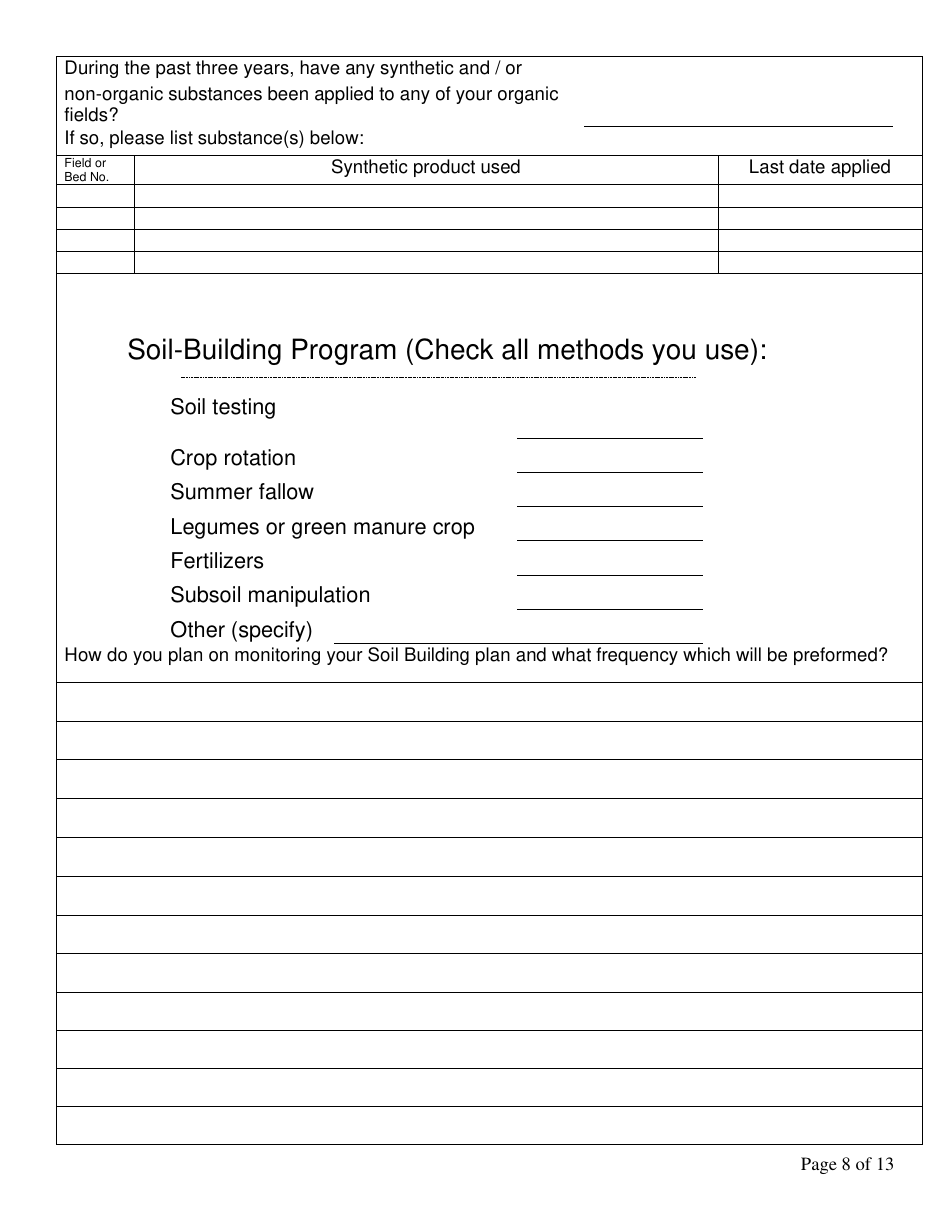 Form FS-5111 Producer Application - Organic Certification Program - Oklahoma, Page 8