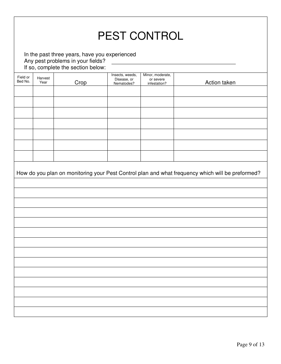 Form FS-5111 Producer Application - Organic Certification Program - Oklahoma, Page 9