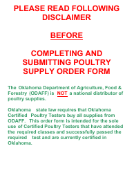 Poultry Supply Order Form - Oklahoma