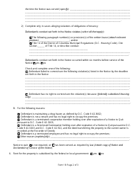 Form 1B Verified Complaint for Possession of Real Property (Violation of Obligations of Tenancy or Other Grounds for Eviction - Residential Property) - Washington, D.C., Page 2