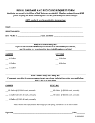 Document preview: Royal Garbage and Recycling Request Form - Village of Cold Spring, New York