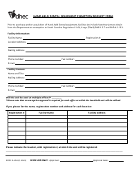 DHEC Form 4324 Hand-Held Dental Equipment Exemption Request Form - South Carolina