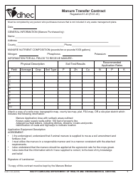 Document preview: DHEC Form 4153 Manure Transfer Contract - South Carolina