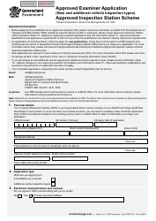 Document preview: Form F2339 Approved Examiner Application (New and Additional Vehicle Inspection Types) - Approved Inspection Station Scheme - Queensland, Australia