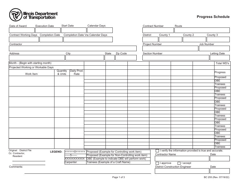 Form BC255  Printable Pdf