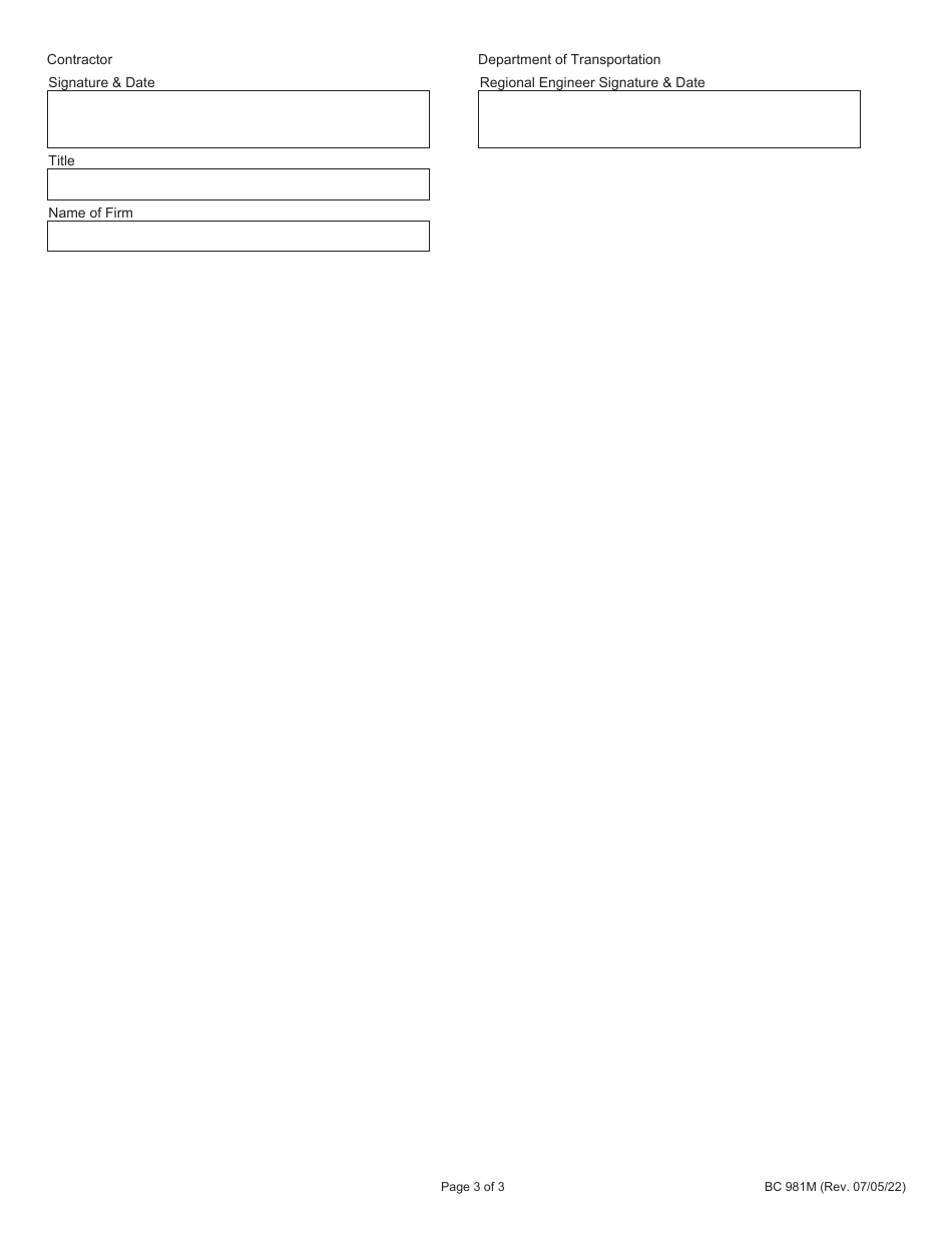 Form BC981M Agreement on Accuracy of Plan Quantities - Illinois, Page 3