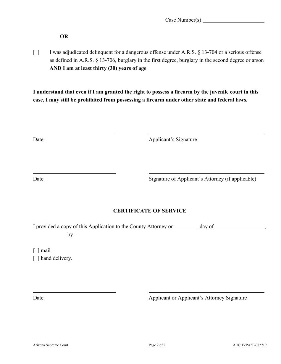 Arizona Application to Restore Firearm Rights - Fill Out, Sign Online ...