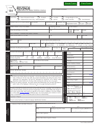 Form 184 Application for Motor Vehicle License - Missouri