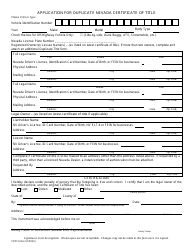 Form VP012 Application for Duplicate Nevada Certificate of Title - Nevada, Page 2