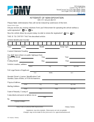 Document preview: Form VP-18 Affidavit of Non-operation - Nevada