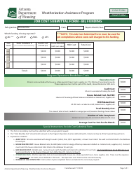 Document preview: Job Cost Submittal Form - Bil Funding - Weatherization Assistance Program - Arizona