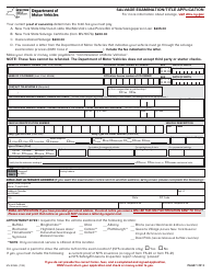 Form MV-83SAL Salvage Examination/Title Application - New York