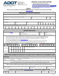 Form 96-0143 Special Plate Application - Arizona