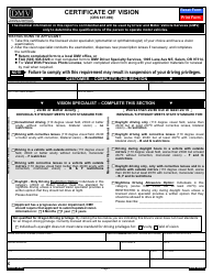 Form 735-24 Certificate of Vision - Oregon