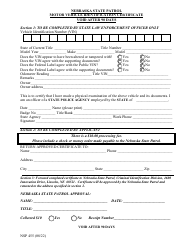 Form NSP455 Motor Vehicle Identification Certificate - Nebraska