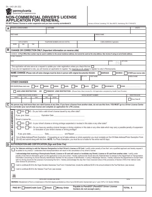 Form DL-143  Printable Pdf