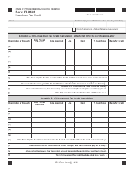 Form RI-3468 Investment Tax Credit - Rhode Island