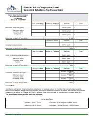 Document preview: Form MCS-2 (EFO00269) Computation Sheet for Controlled Substance Tax Stamp Order - Idaho