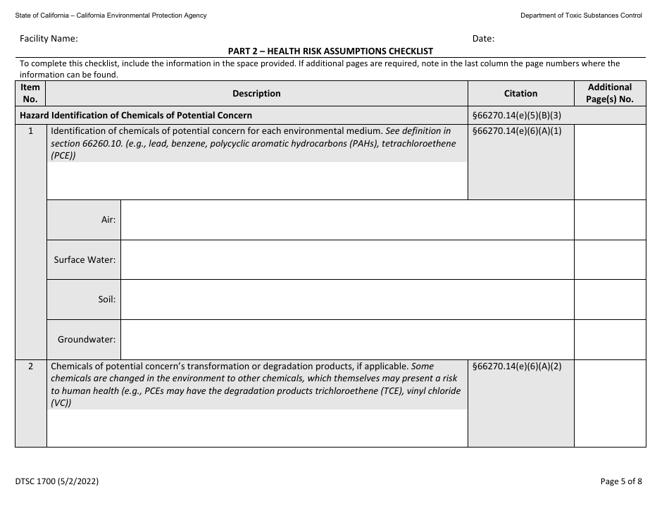 DTSC Form 1700 Fill Out, Sign Online and Download Fillable PDF