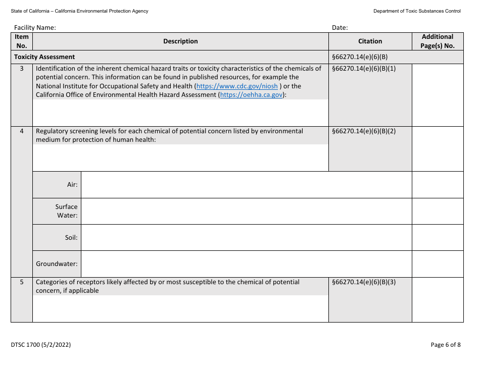 DTSC Form 1700 Fill Out, Sign Online and Download Fillable PDF