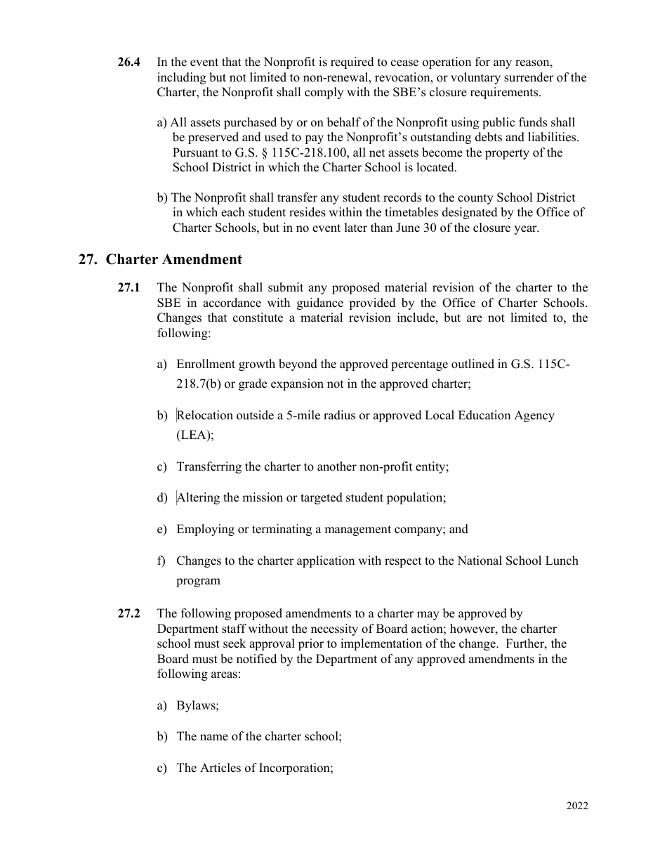 Charter Agreement - North Carolina, Page 11
