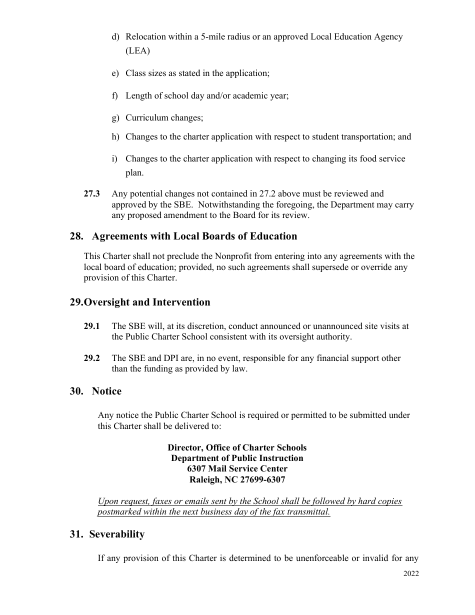 Charter Agreement - North Carolina, Page 12
