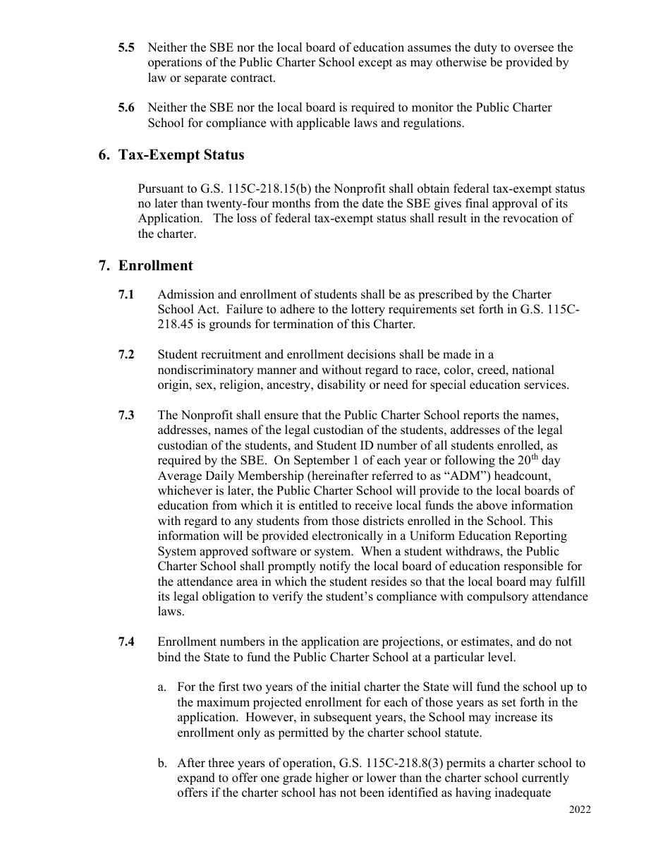 2022 North Carolina Charter Agreement - Fill Out, Sign Online and ...