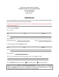 Document preview: Office of Disciplinary Counsel Complaint Form - Virgin Islands