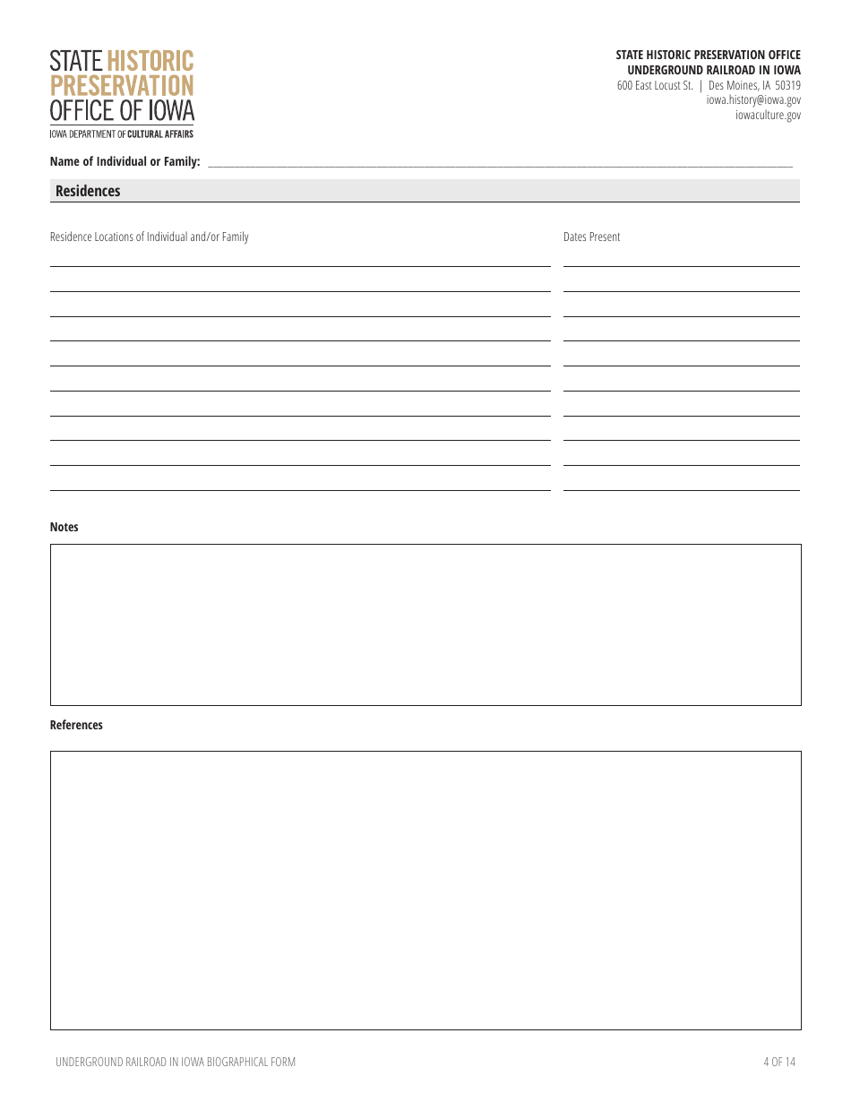 Underground Railroad in Iowa Biographical Form - Iowa, Page 4