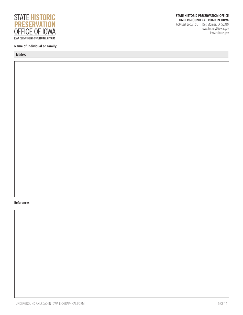 Underground Railroad in Iowa Biographical Form - Iowa, Page 5