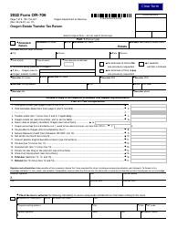 Form OR-706 (150-104-001) Oregon Estate Transfer Tax Return - Oregon
