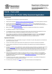 Document preview: Form LA23 Part B Continuation of a Public Utility Easement Application - Queensland, Australia
