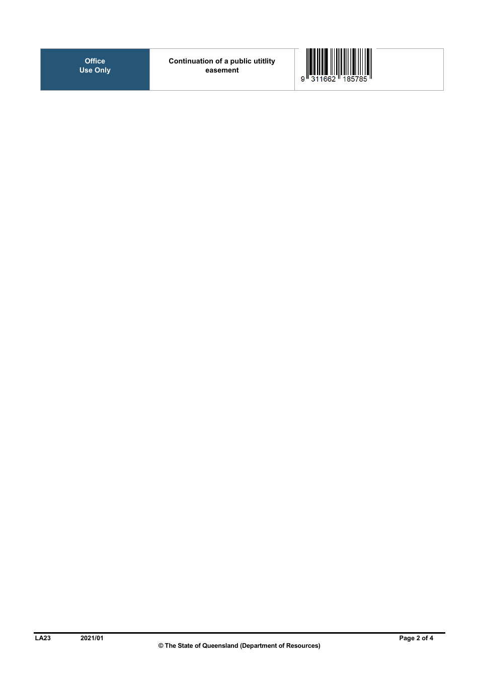 Form LA23 Part B Continuation of a Public Utility Easement Application - Queensland, Australia, Page 2