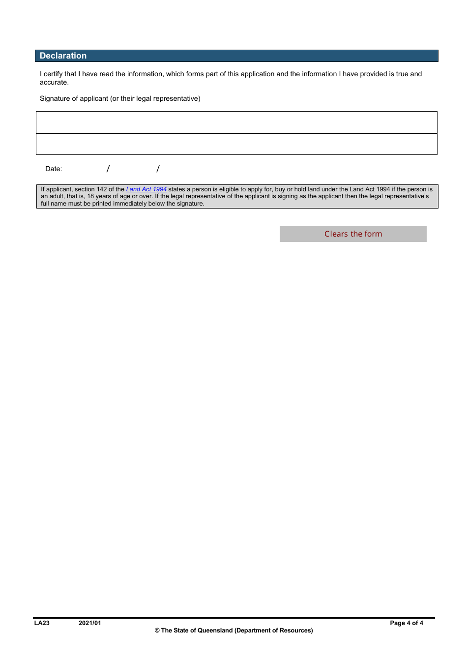 Form LA23 Part B Continuation of a Public Utility Easement Application - Queensland, Australia, Page 4