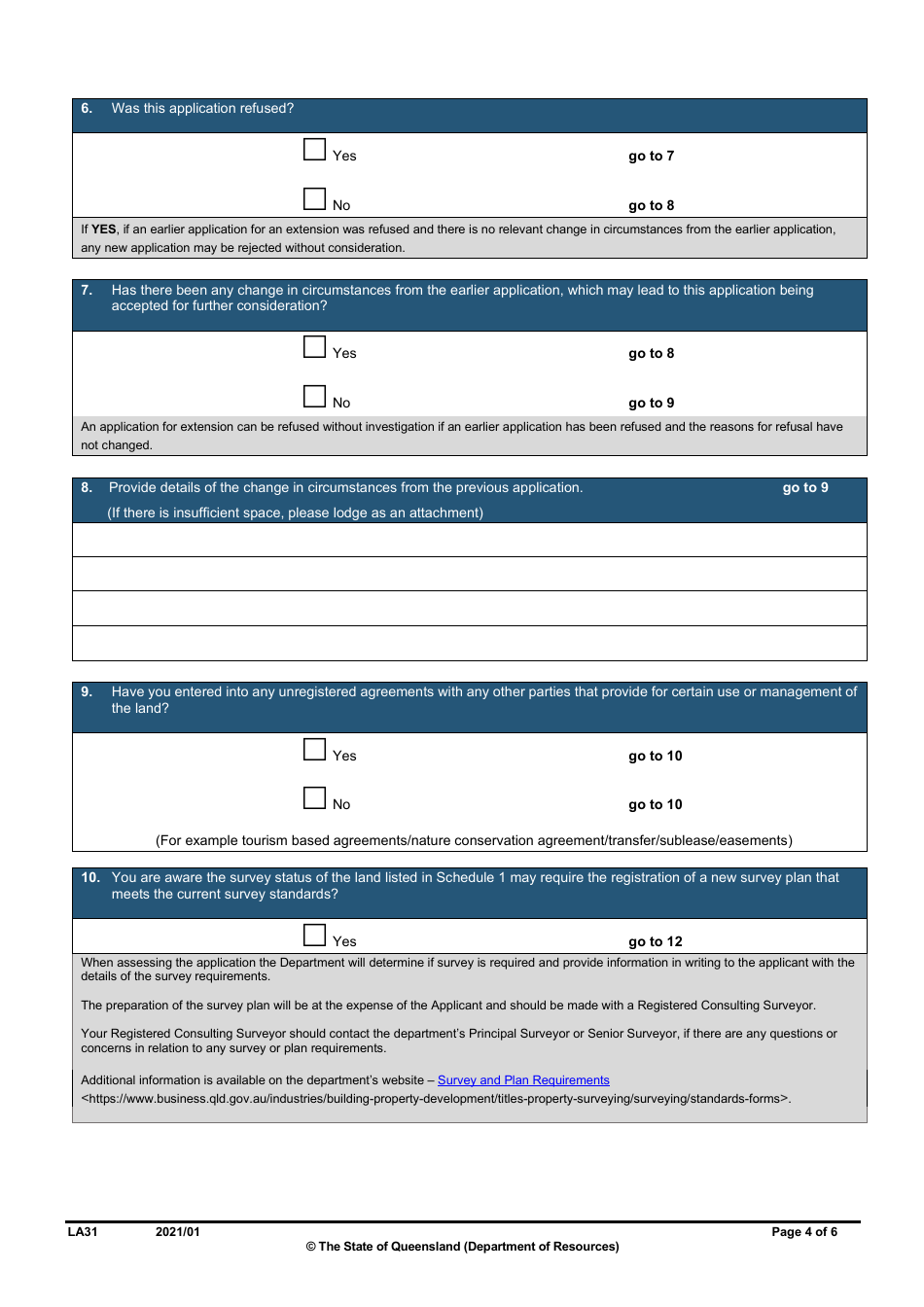 Form LA31 Part B Extension of a Rolling Term Lease Application - Queensland, Australia, Page 4