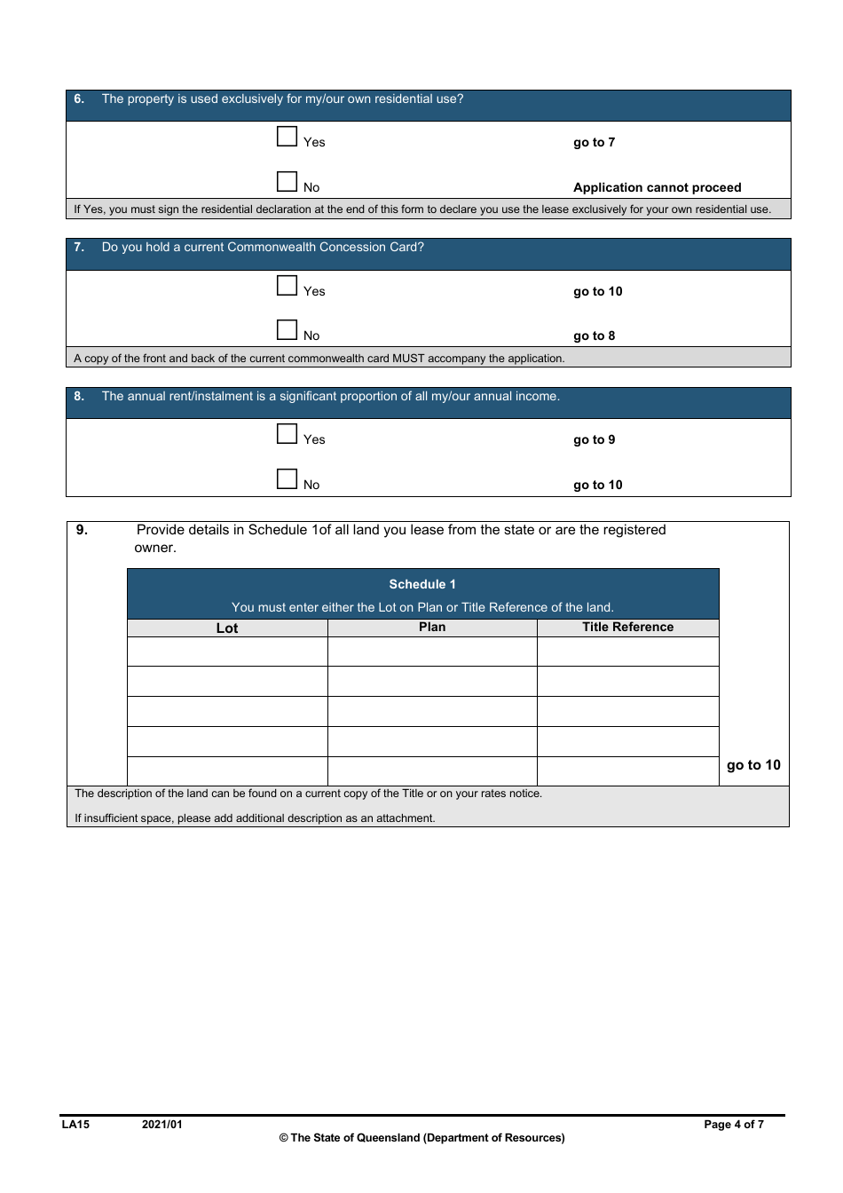 Form LA15 Part B Reduction of Rent or Instalment Application (Residential Leases Only) - Queensland, Australia, Page 4