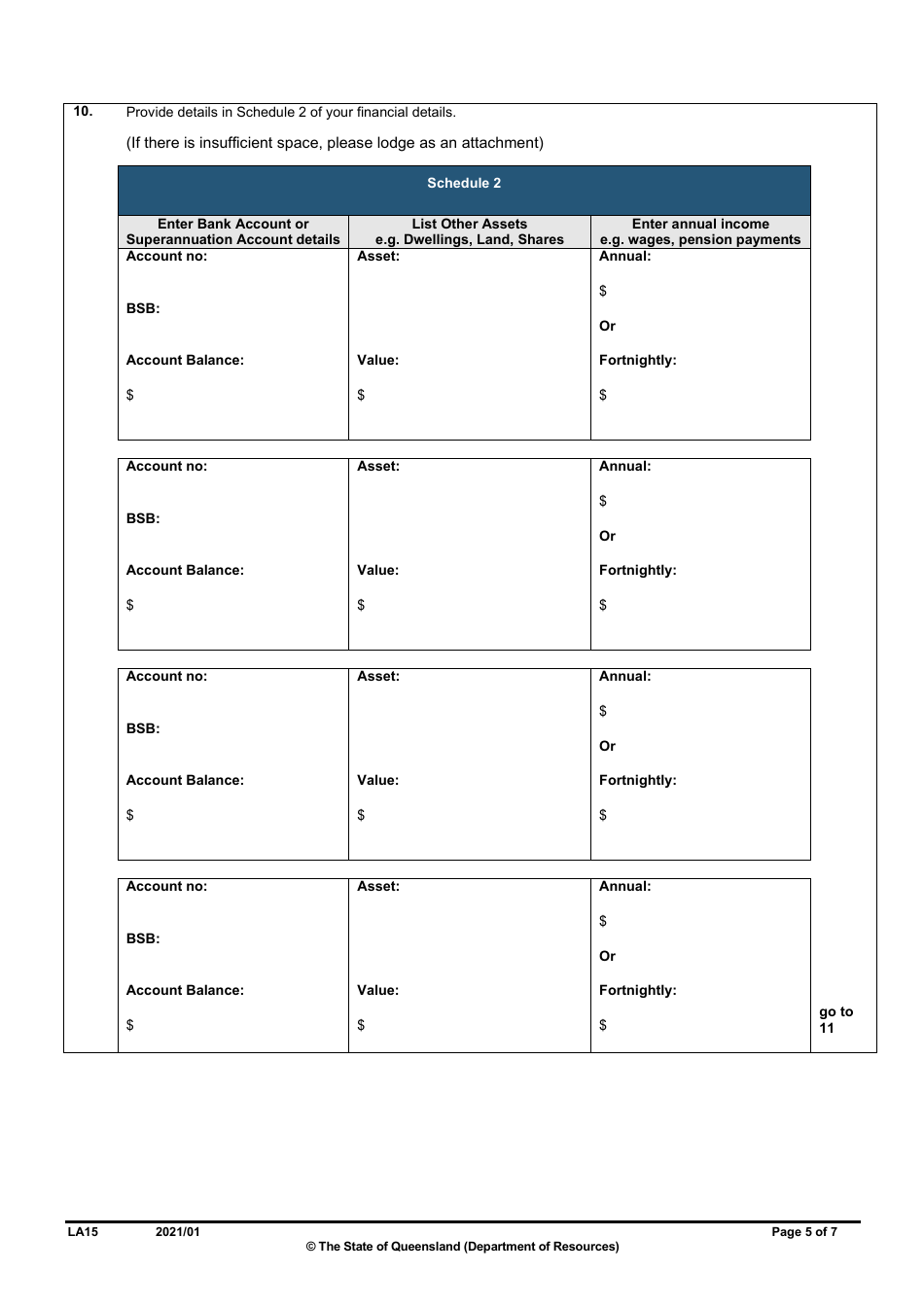 Form LA15 Part B Reduction of Rent or Instalment Application (Residential Leases Only) - Queensland, Australia, Page 5
