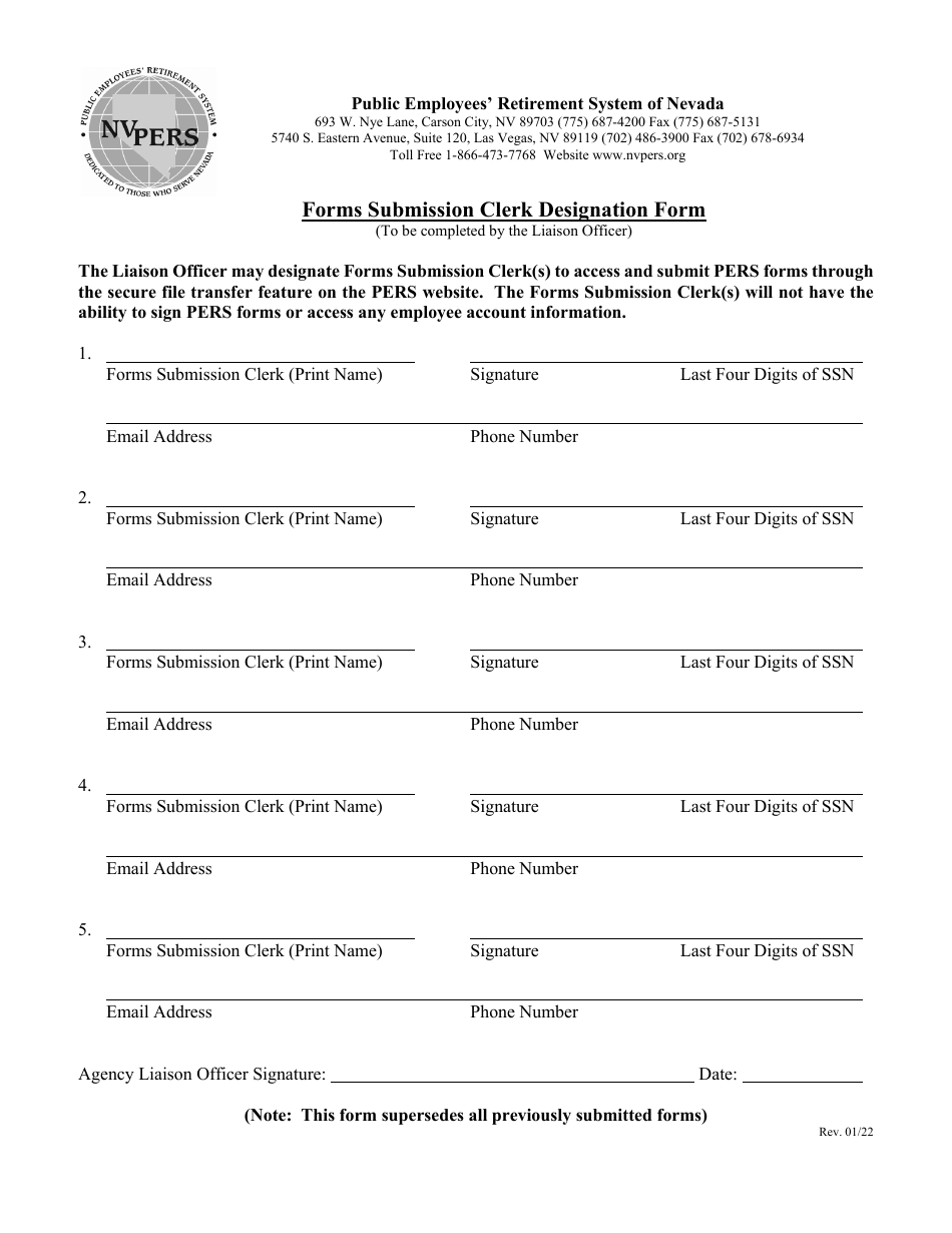Nevada Forms Submission Clerk Designation Form Fill Out, Sign Online