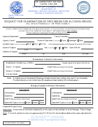Document preview: Form CAS-09 (DPS-0009-C) Request for Examination of Specimens for Alcohol/Drugs - Connecticut