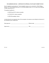 Form PTF-307 Property Tax Exemption Application for Surviving Spouses, Parents, or Minor Children of Deceased Veterans - Maine, Page 2