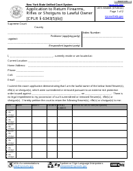 Form UCS-6343/A Application to Return Firearms, Rifles or Shotguns to Lawful Owner - New York