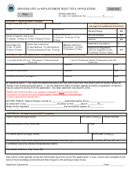 Form 250-041 Oregon Lost or Replacement Boat Title Application - Oregon
